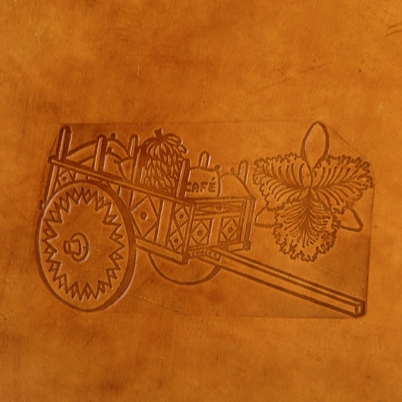 Vintage Costa Rican Hand Tooled Tan Leather Zip Around Top Portfolio 80’s - Picture 2 of 11